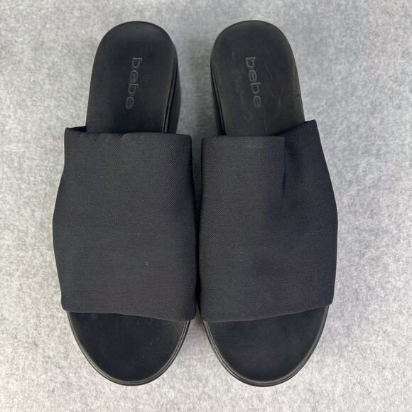 Bebe Black Size 9  Slip on Platform Sandals - Picture 4 of 10